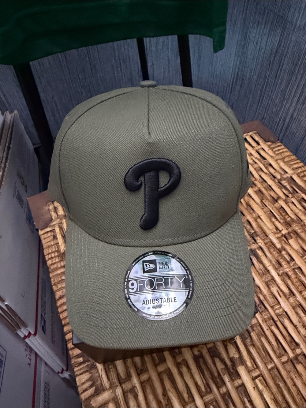 New Era Olive Green Phillies 'P' 9FORTY Cap